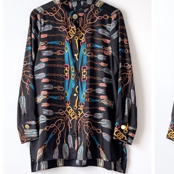 Zara size XL  silk chain print button up - Picture 4 of 15